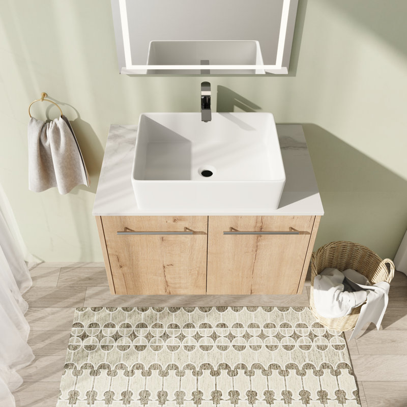Ehtisham 29.57'' Single Bathroom Vanity with Sintered Stone Top