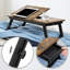 Bureau d'ordinateur portable pour lit ou canapé avec plateau inclinable, plateau de service avec pieds pliants, brun rustique