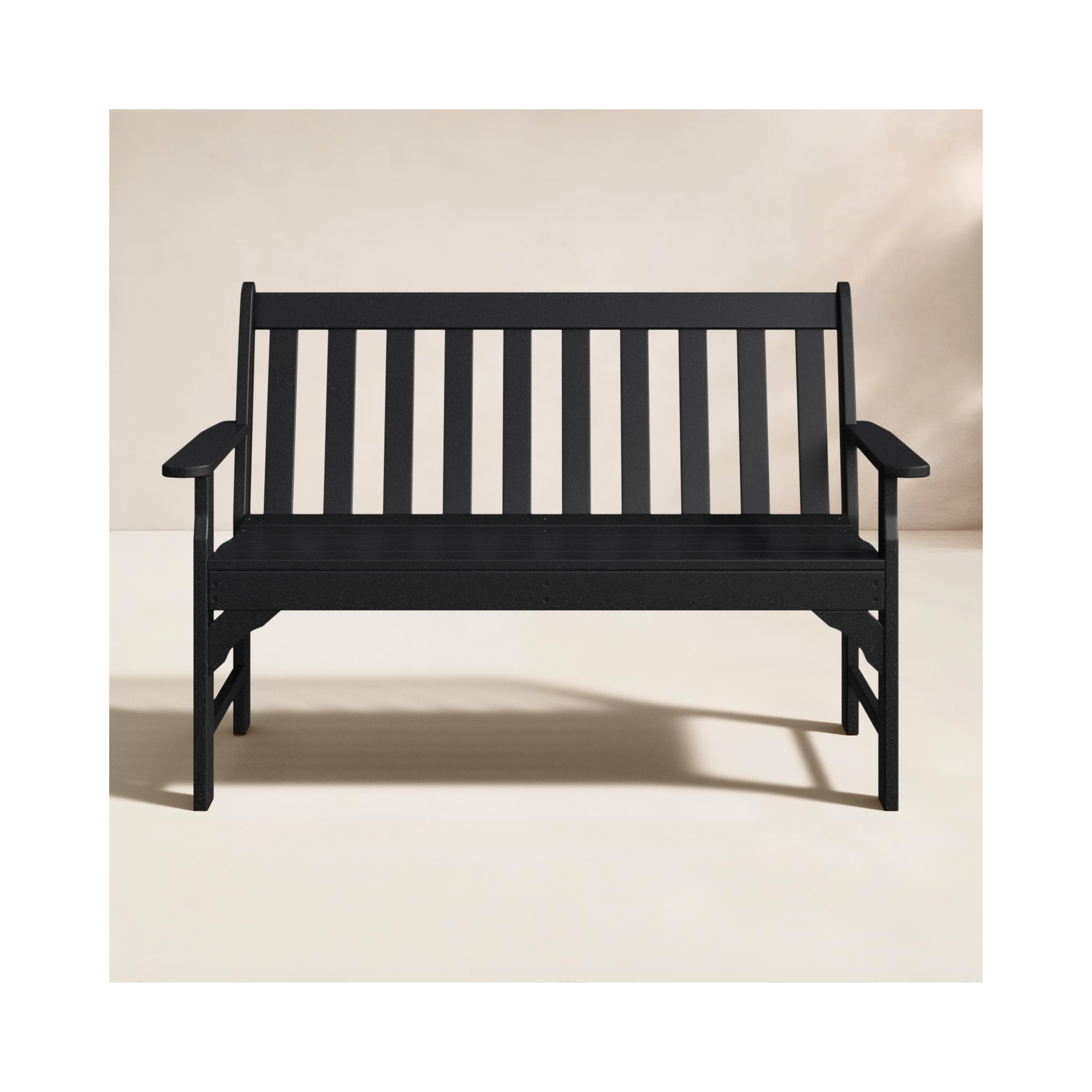 POLYWOOD Vineyard Patio Bench, Black, 35.25" H x 48" W x 24" D