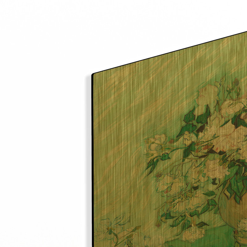 «Roses» par Vincent Van Gogh, art mural en métal doré, 24 po x 16 po, 24 po x 16 po