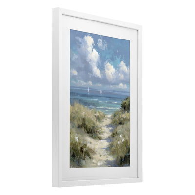 Impressionnistes impressionnants sous un chemin de plage encadré sous verre, design par Petal Prints Design