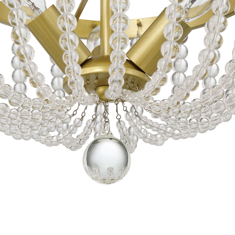 Shellman 3 - Light Crystal Chandelier Dimmable Flush Mount Ceiling Light with Gold Finish