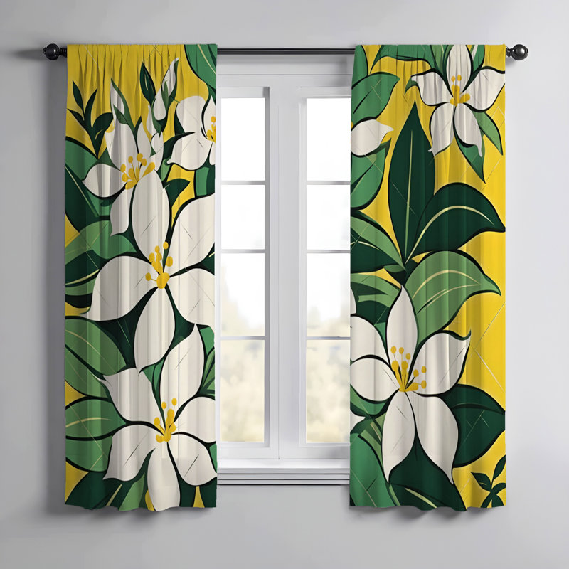 Paire de rideaux semi-transparents en polyester Eletto, L 40 po x L 52 po