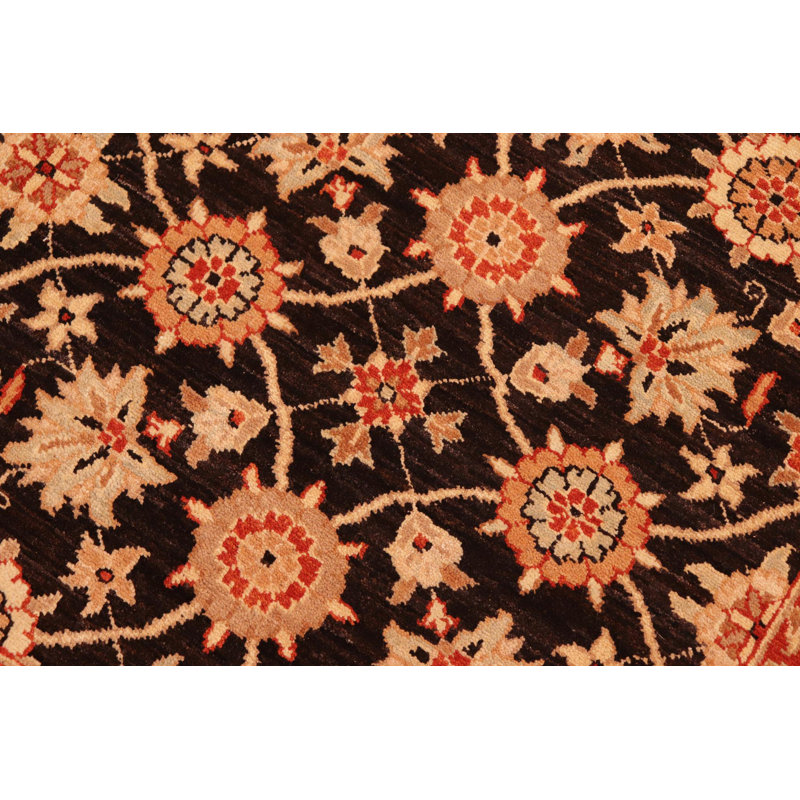 Tapis brun en laine noué à la main marocain de 5 pi 10 po x 8 pi 7 po Baccio