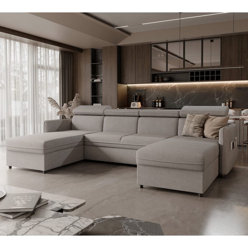 5 Seater Sofa Bed, Light Grey