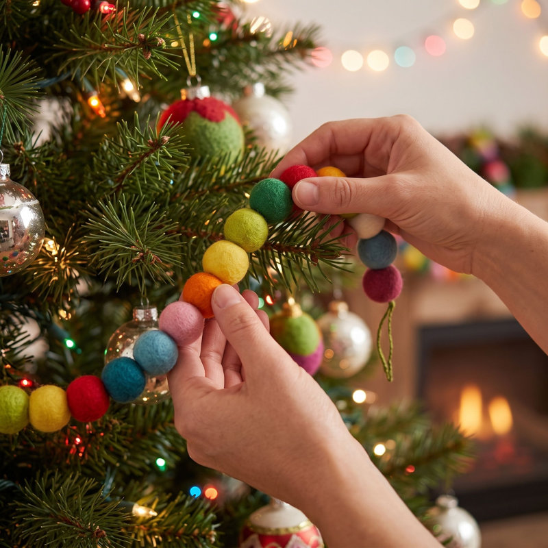 Hand-Felted Wool Christmas Ball Ornament
