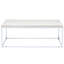 Table basse moderne avec aspect chêne et base de style traîneau