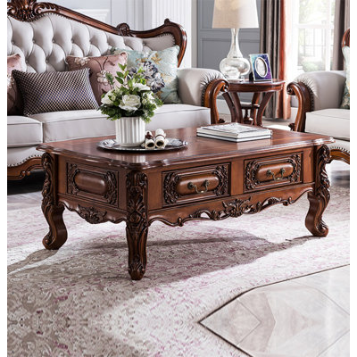 Rectangular simple all-solid wood coffee table