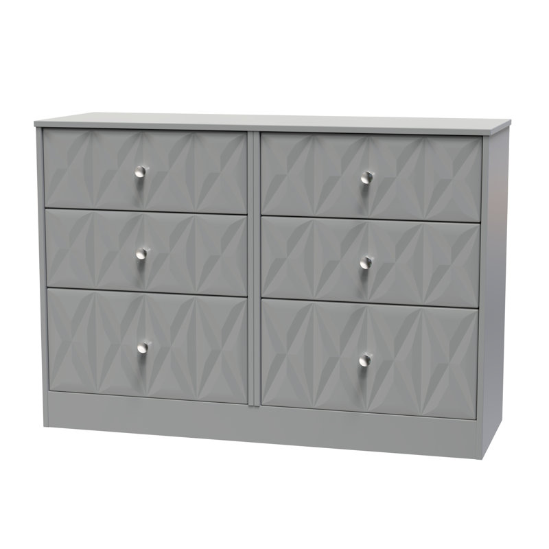 San Jose 6 Drawer Bed Box in White Matt (Ready Assembled), Grey