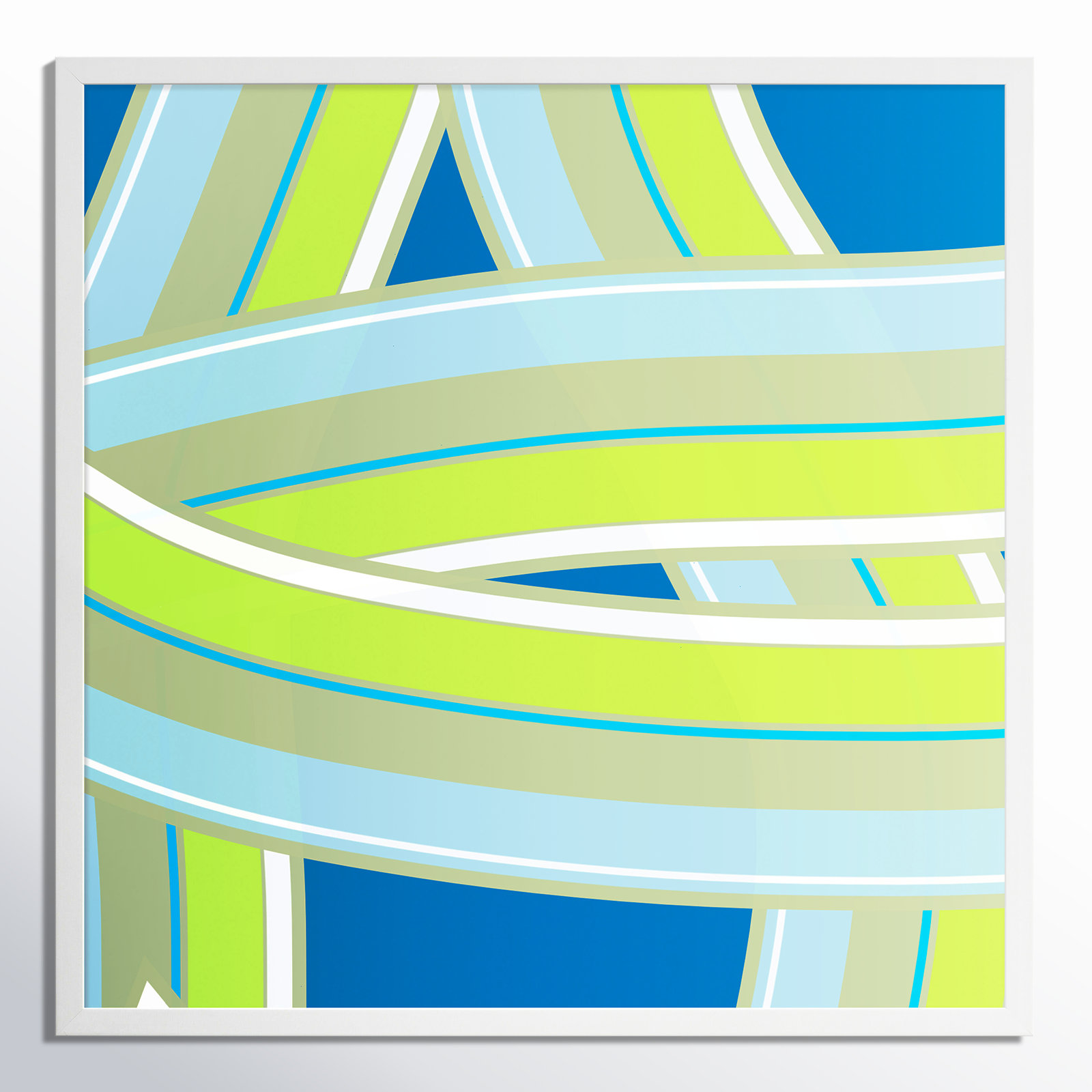 Zackary "Summer Twist" Print by Jacques Pilon, 16" H x 16" W x 1.25" D, White Wood
