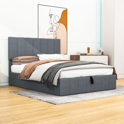 Platform Bed,Wood Bed Frame With A Hydraulic Storage System