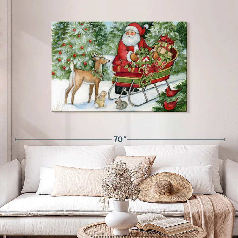 Père Noël et traîneau Woodland, H 30 po x l 45 po