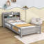 Lit plateforme simple en bois avec éclairage à DEL intégré et rangement-1841611576-1841611578