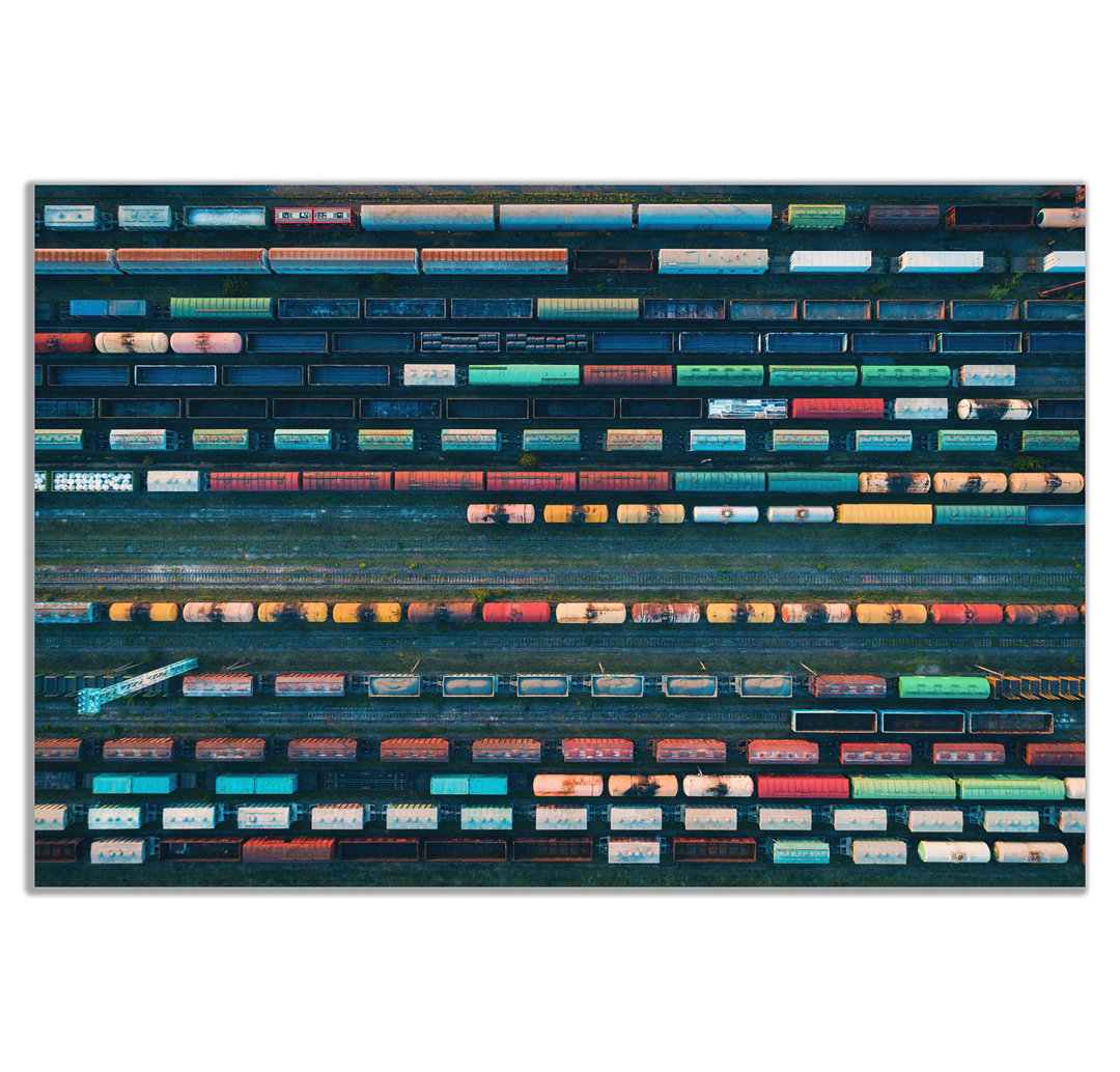 Industrial Freight Train Landscape 1 Piece Wrapped Canvas Wall Art - Image 2