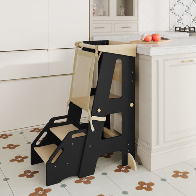 Step Stool For Kids, Wooden Toddler Standing Tower Adjustable Height