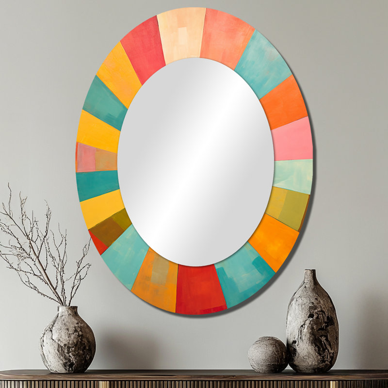 Miroir mural coloré Mid-Century optique Serenade II - Mid-Century, 40 po x 30 po