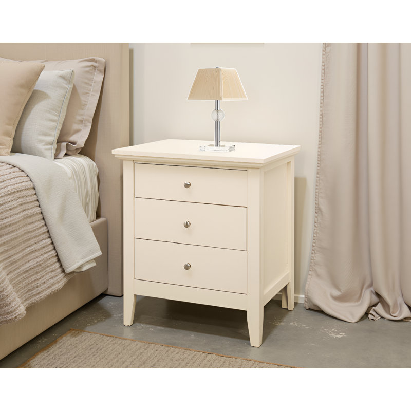 Table de chevet 3 tiroirs beige lausannois, Beige