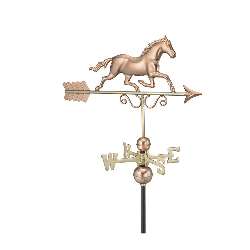 Girouette de cheval galloping, Cuivre poli