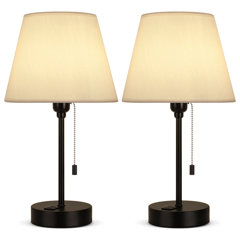 Badamo Metal USB Table Lamp, Beige