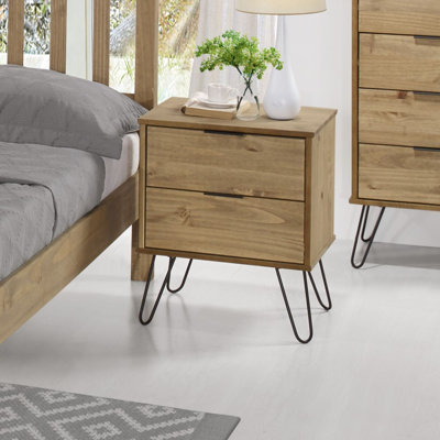 Cashel 2 Drawer Bedside Table, Industrial Design