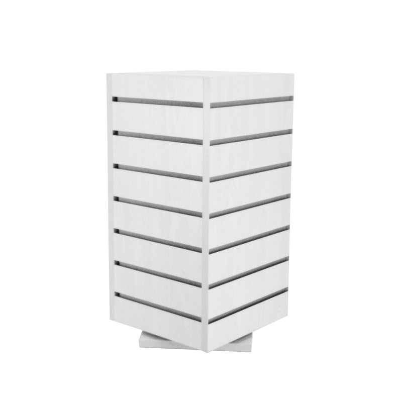 White MDF 4-Sided Slatwall Counter Spinner Display Rack