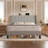 Upholstered Platform Bed With Charging Station Wingback Storage Ergonomic Headboard-729766213-729766218