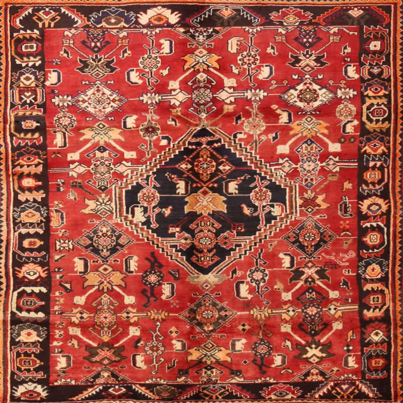 Tapis rouge à motif sud-ouest, Rond 5 pi