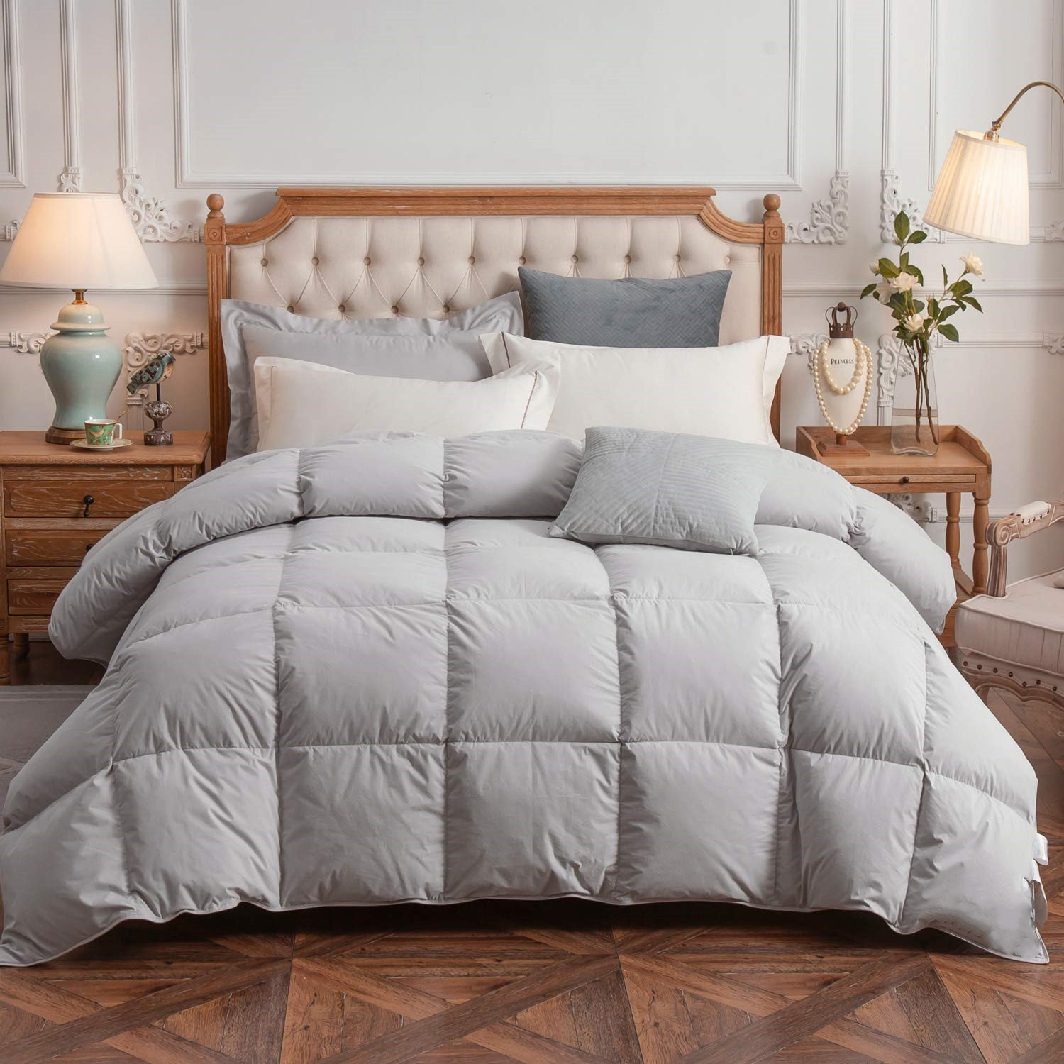 brown down comforter
