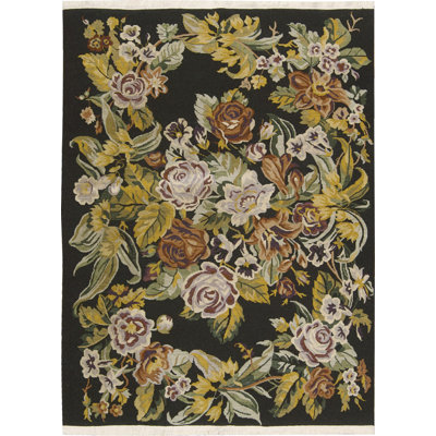 Tapis noir en laine tissé à la main Chelsea