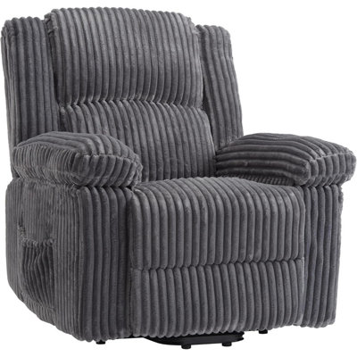 Corduroy Recliner Chair, Manual Recliner Sofa with Pillow Top Arms & Side Pocket, 400LB Capacity