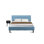 Ensemble de lit plateforme 2 pièces avec 1 cadre de lit et une table de chevet pour la chambre à coucher - Fabrication fiable et robuste - Tissu en lin bleu denim