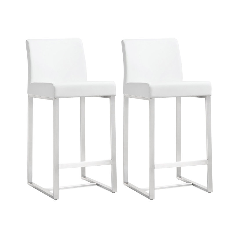 Tabouret Orville, Blanc, Tabouret de comptoir (siège d'une hauteur de 27 p, Argent