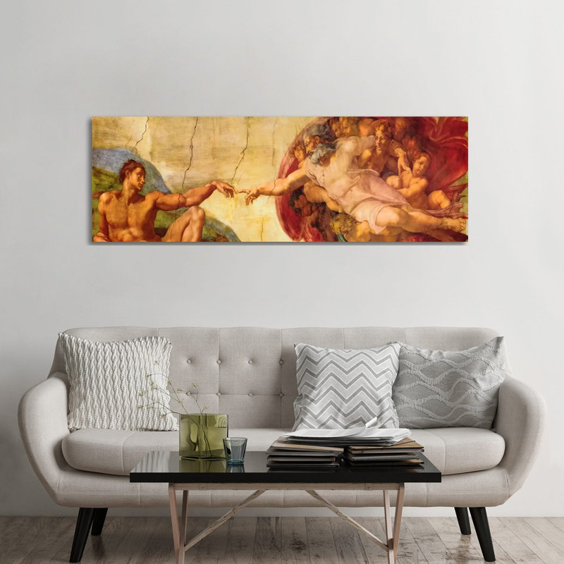 Creation Of Adam by Michelangelo - Wrapped Canvas Panoramic Painting, 182.88 cm H x 60.96 cm W