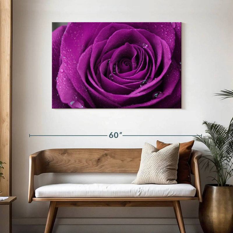 Gouttelettes Harnek sur rose mauve, H 30 po x l 45 po
