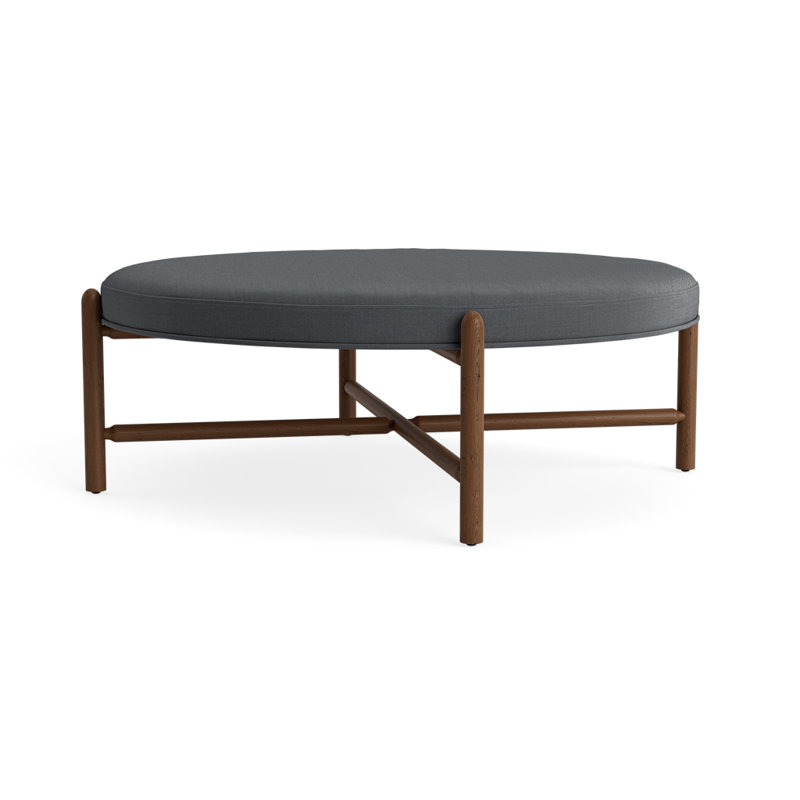 Vane 48" Round Ottoman, Charcoal, Walnut