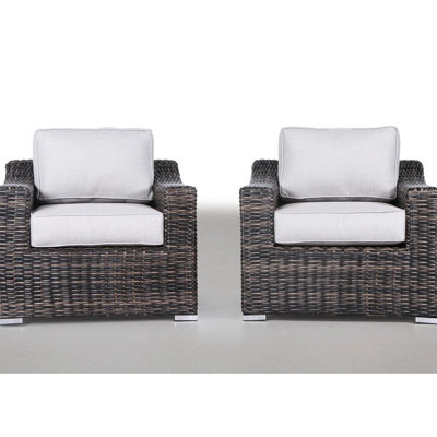 2 chaises de patio avec un design moderne, une structure en aluminium et des coussins amovibles lavables à la machine Résistant aux intempéries Structure entièrement assemblée thermolaquée, tissée à la main, housses de coussin d'eau