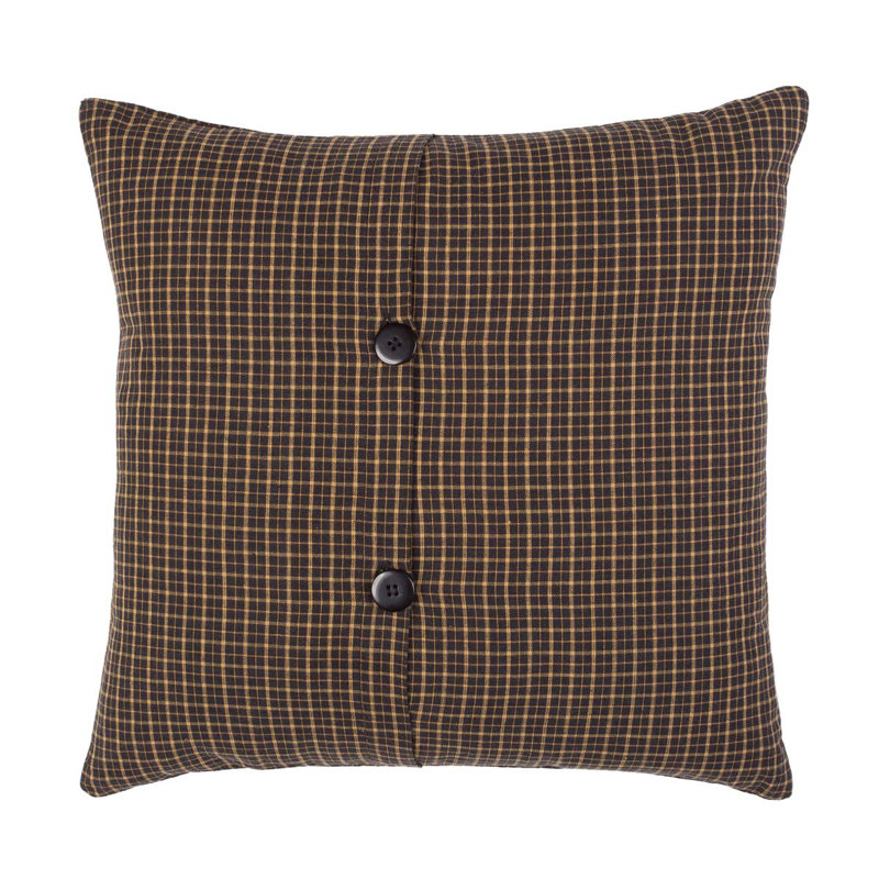 Kettle Grove Black and Khaki Plaid Cotton Pillow