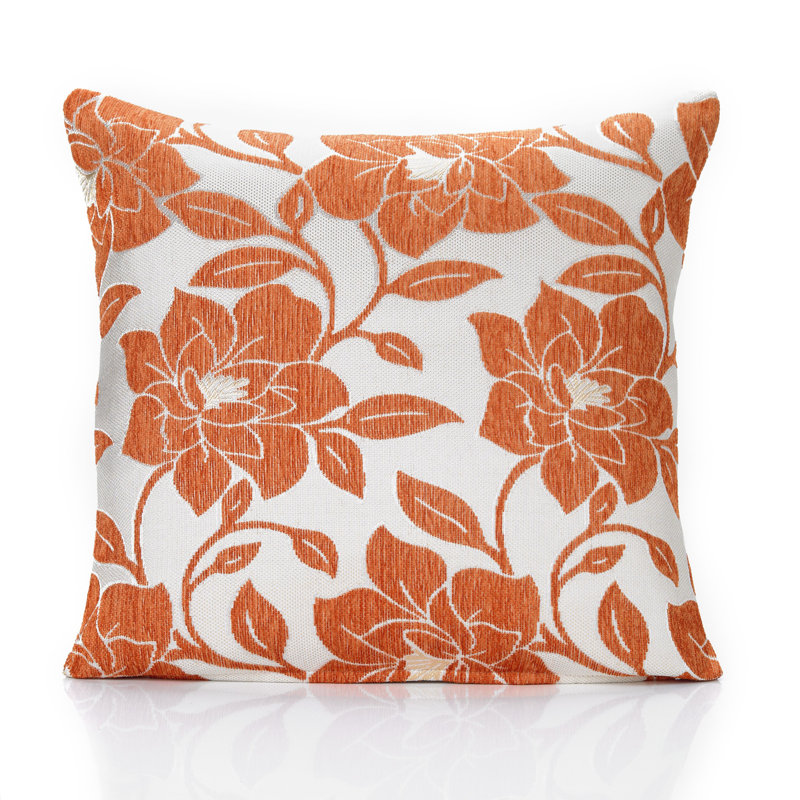 Darionne Floral Square Throw Cushion, 45 x 45cm, Oranger