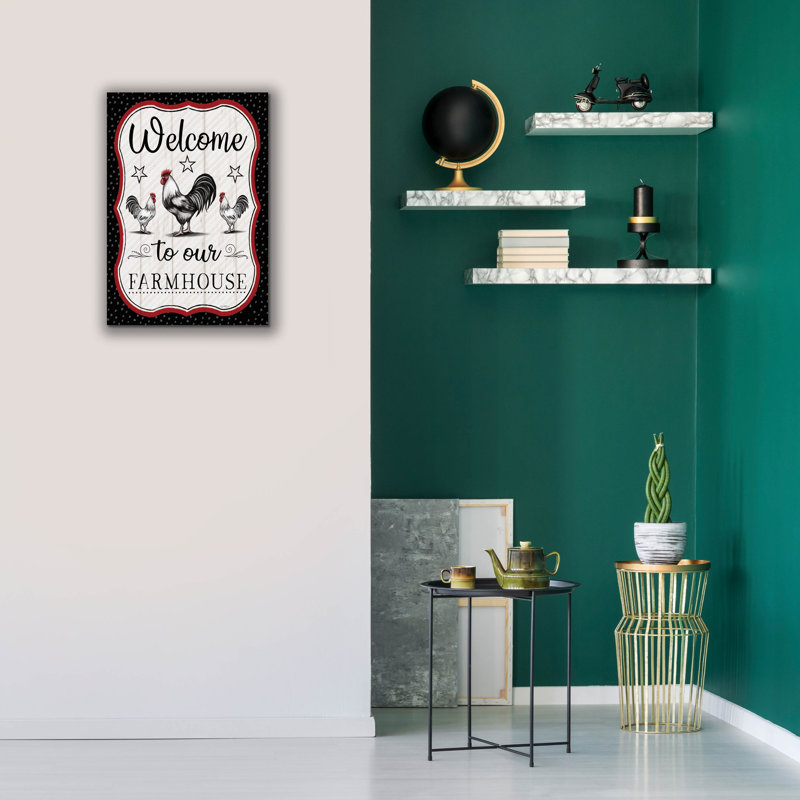«Welcome To Our Farmhouse» par Elizabeth Tyndall, art mural sur toile, H 26 po x l 18 po
