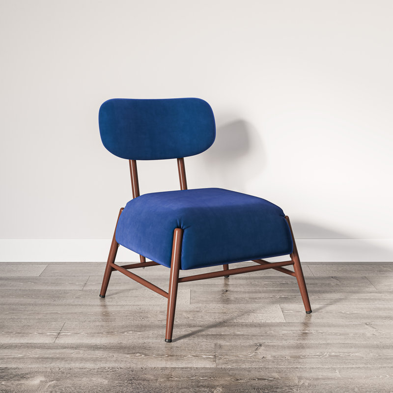 Luice Velvet Side Chair, Navy Blue Velvet