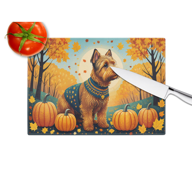 Welsh Terrier Fall Glass Cutting Board Large