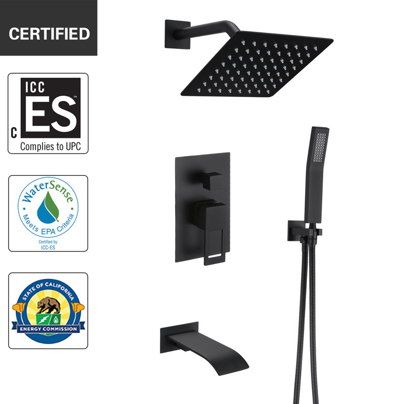 Matte Black Multi-Head Wall-Mounted Shower System with Handheld