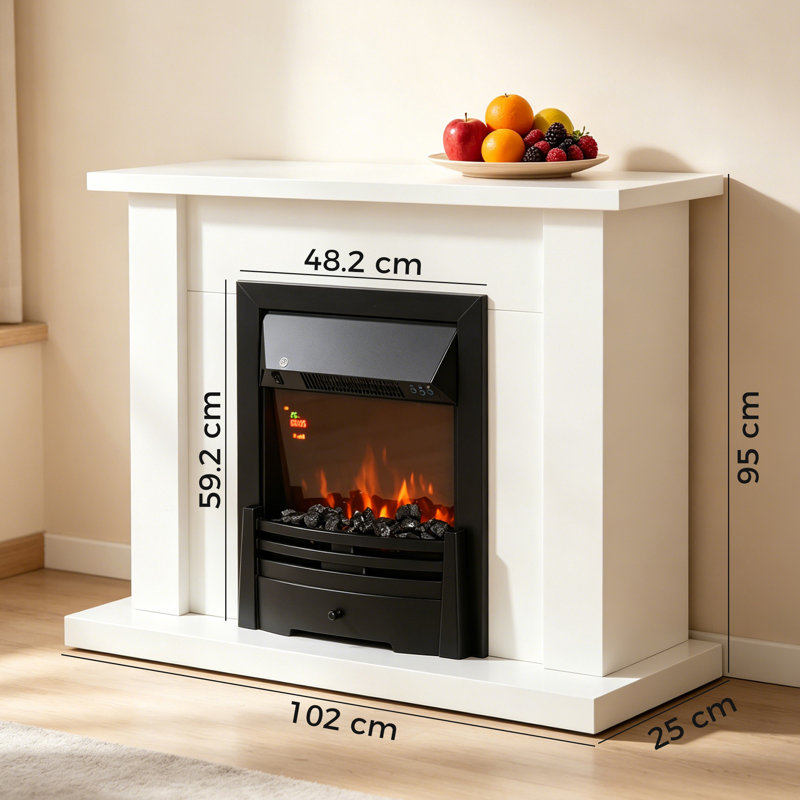 Jaycee 40" Electric Firplace Suites & Mantelpiece w/LED Flames Remote
