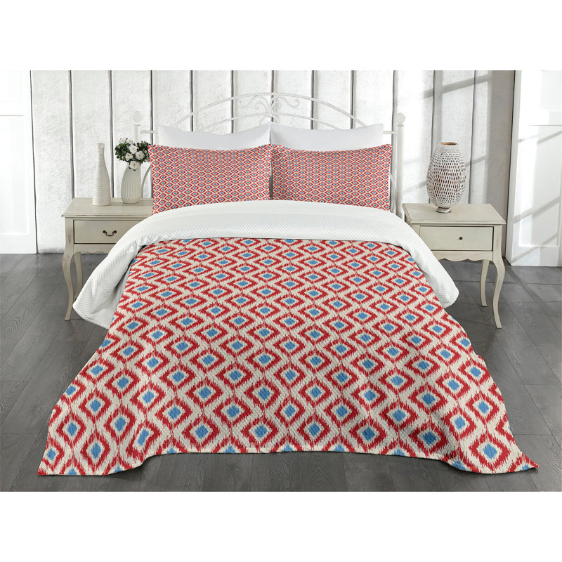 Blue Quilted Queen Bedspread Set with Pillow Shams