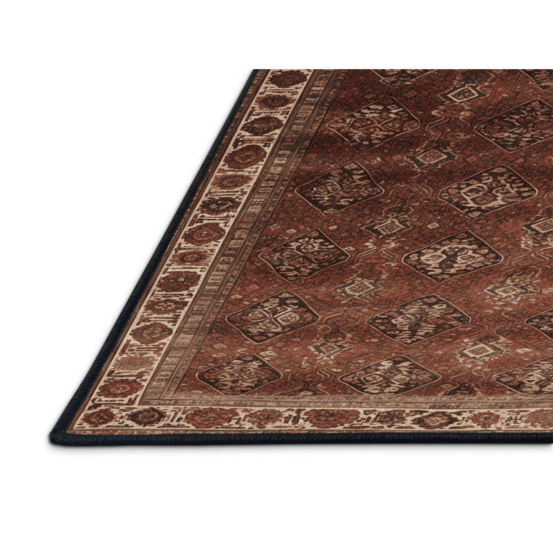Tapis persan noir lavable à la machine, Carré 7 pi