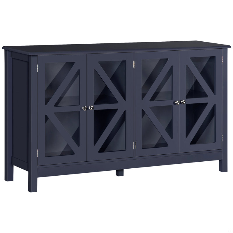 Buffet avec portes en verre trempé et tablette de rangement réglable
