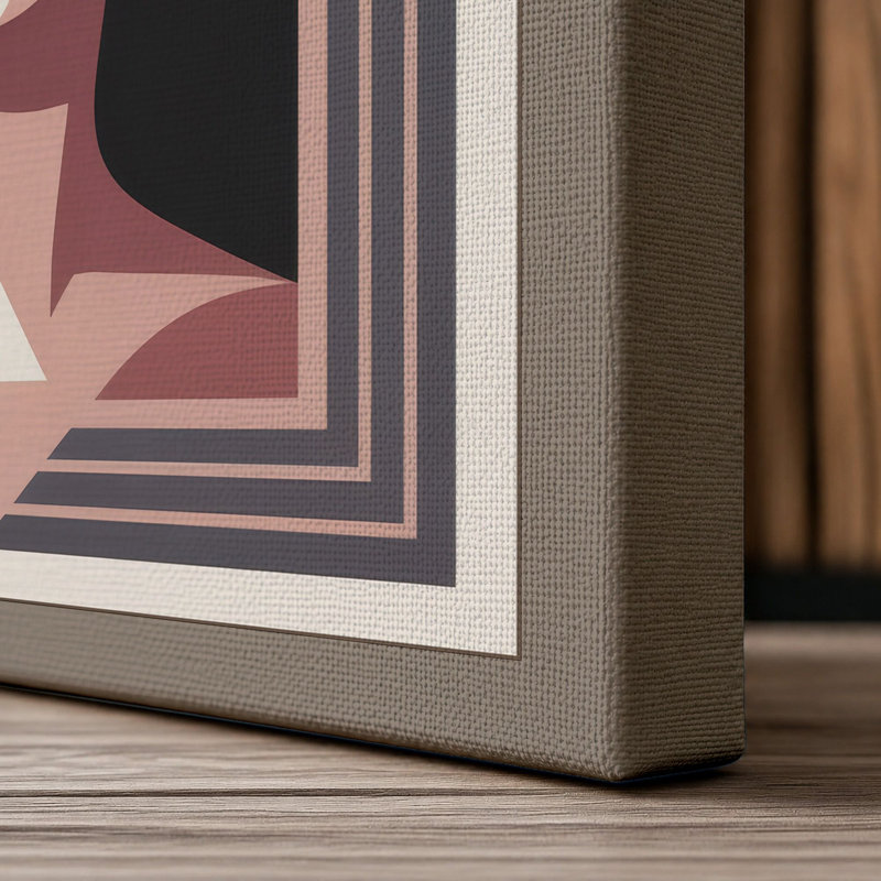 Stylized Geometric Portrait Art Deco 1 Piece Wrapped Canvas Wall Art, 18x12 - 45.7 x 30.5 cm, Taupe Border