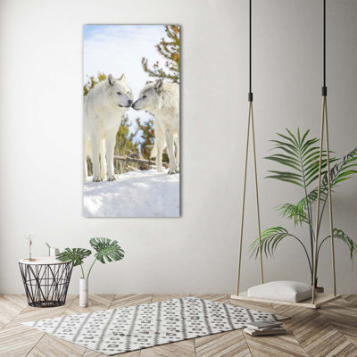 Two White Wolves - Wrapped Canvas Print