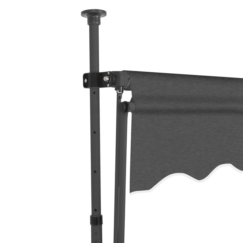 Dakota Fields 120cm D Polyester Cream Cover Retractable Window Awning, 1m W x 1.2m D, Anthracite