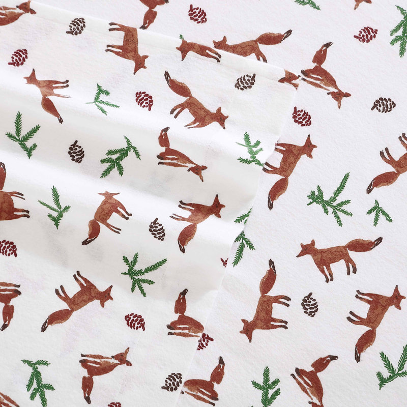 Ensemble de draps 100% coton 200 fils, Ensemble de draps pour lit simple TG avec 1 taie d, Fox Trail
